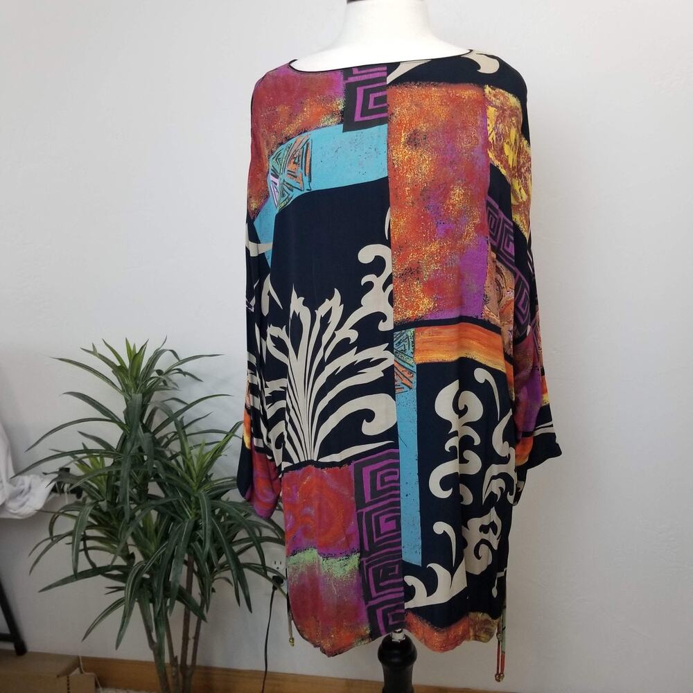 Platinum By Dorothy Schoelen Tunic Womens Large Art to Wear Top Made in USA Vtg
